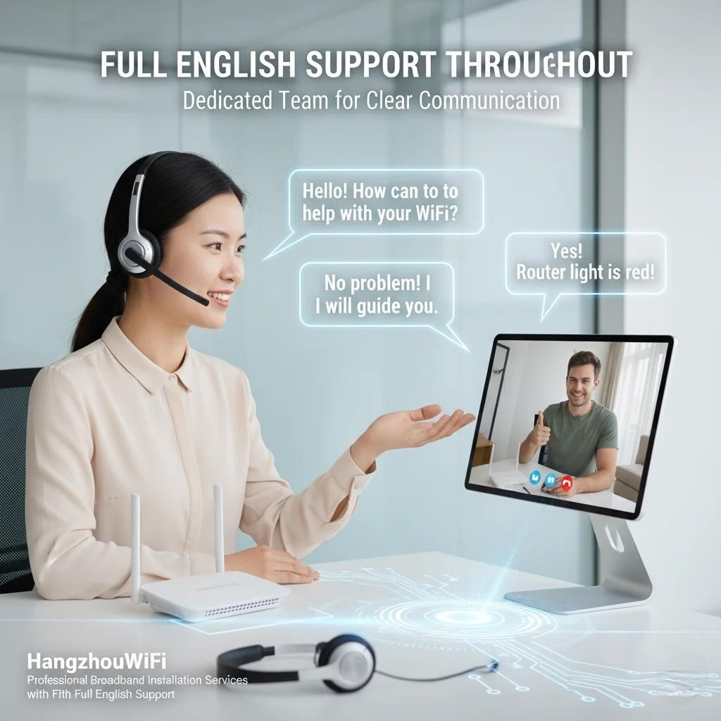 Expat using a laptop with fast Hangzhou WiFi connection